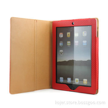 Leather Case for iPad 2, A Stand from Fold, with Access to Earphones Jack and USB Port